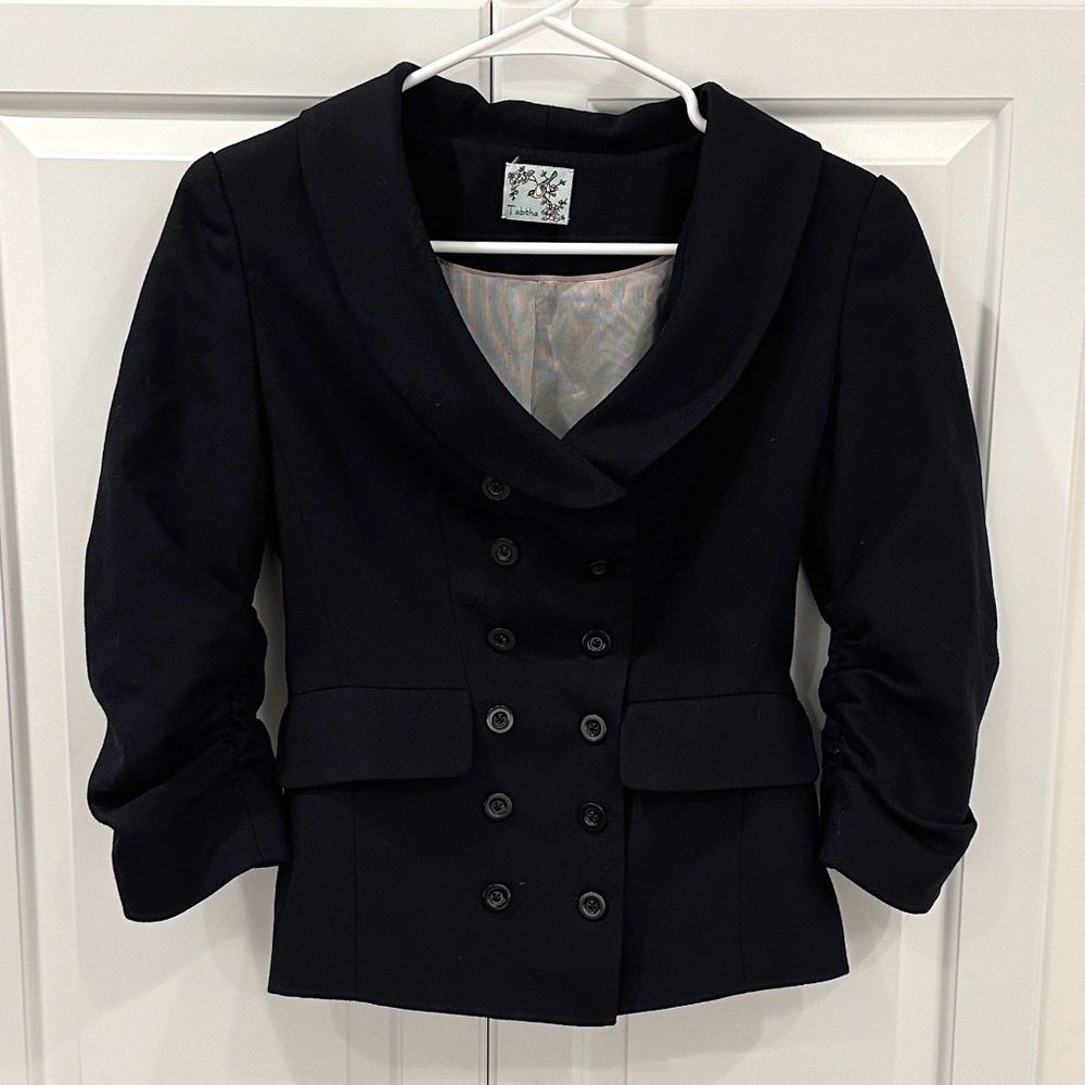 Anthropologie Tabitha Double-breasted Ruched Fitted Blazer - Size 4